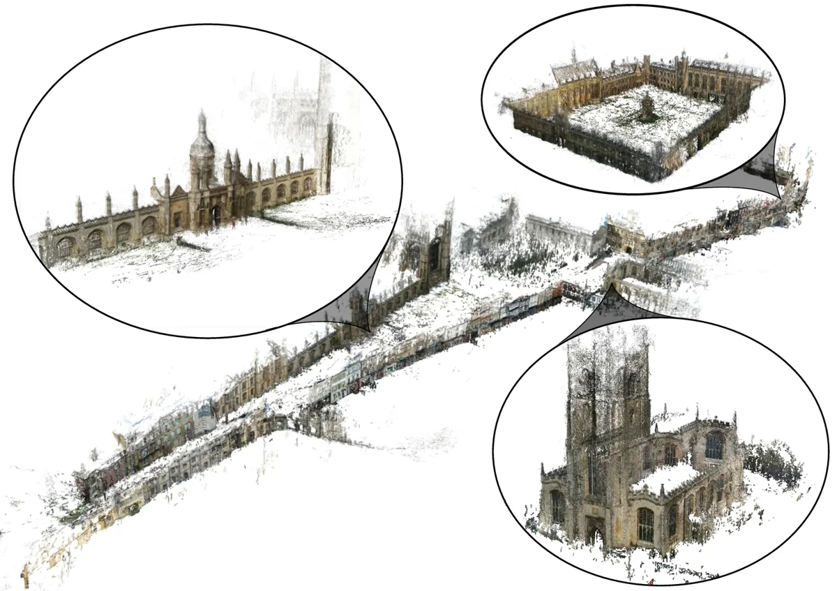 A structure from motion reconstruction of the geometry around central Cambridge, UK